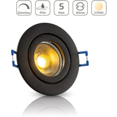 Einbauspot IP44 rund starr - Farbe: schwarz - LED Leuchtmittel:  GU10 5W warmweiß dimmbar