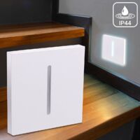 LED Treppenleuchte IP44 eckig weiß - Lichtfarbe: Kaltweiß 1,5W - Lichtaustritt: Fokus