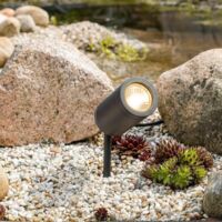 Gartenstrahler mit Erdspieß rund schwarz - LED Leuchtmittel: GU10 5W warmweiß