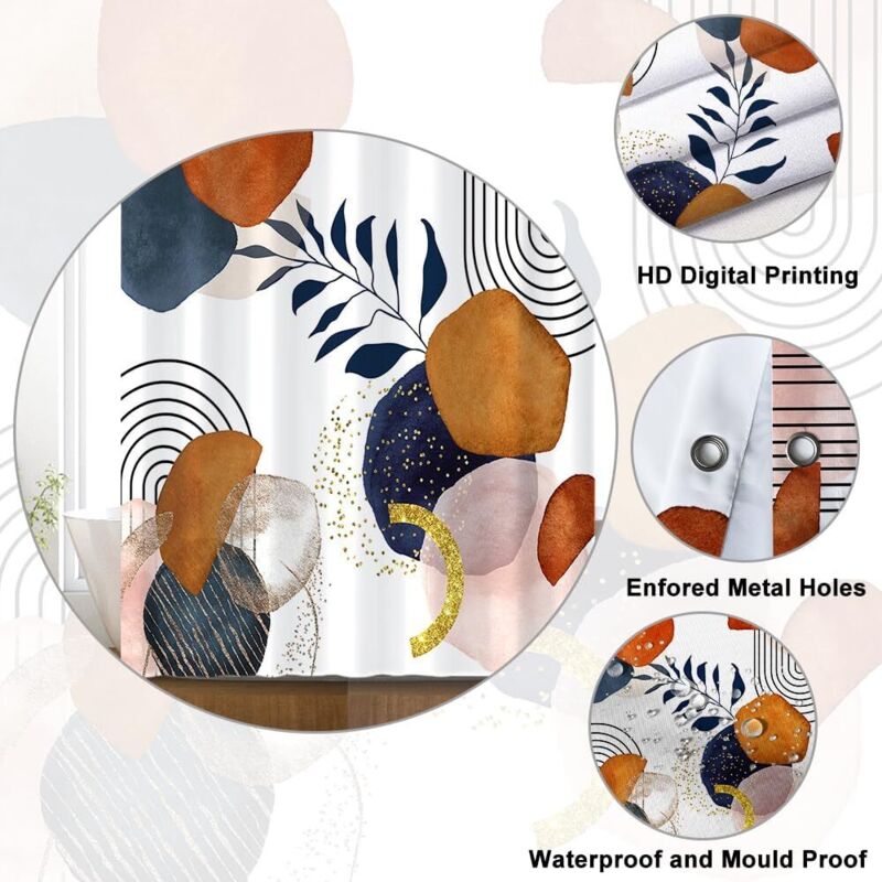 Bonhause Rideau De Douche En Polyester Imperméable Et Résistant à La Moisissure Avec 12 Crochets - Motif Feuilles D'automne Et Nain De Citrouille - 180 X 180 Cm