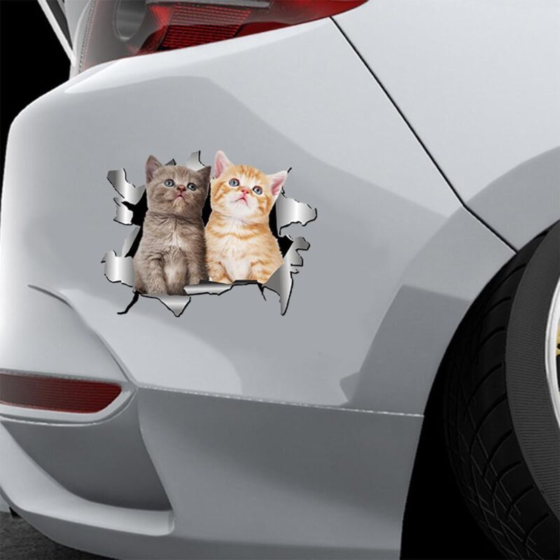 Lot De 2 Autocollants Décalcomanie CHAT 3M - Fabriqués Aux USA - Vinyle Orange - Pour Voiture, Fenêtre