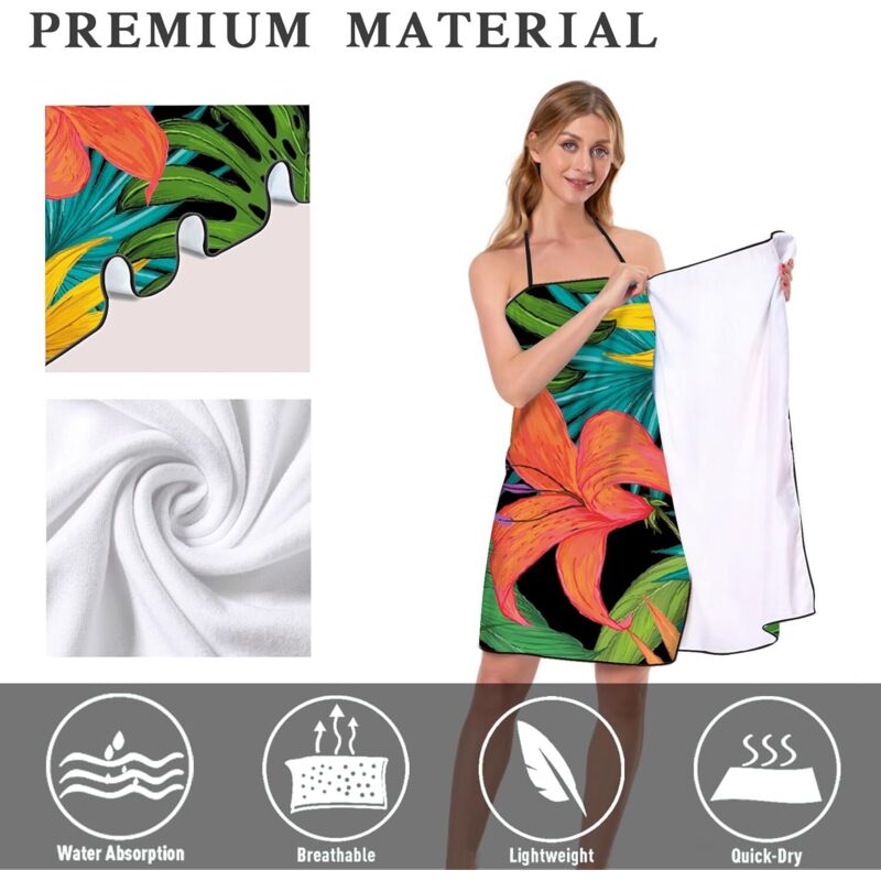 Lot 2 Serviettes Microfibre Séchage Rapide - Grande 160x80 Cm + Petite 80x40 Cm - Sport, Plage, Gym
