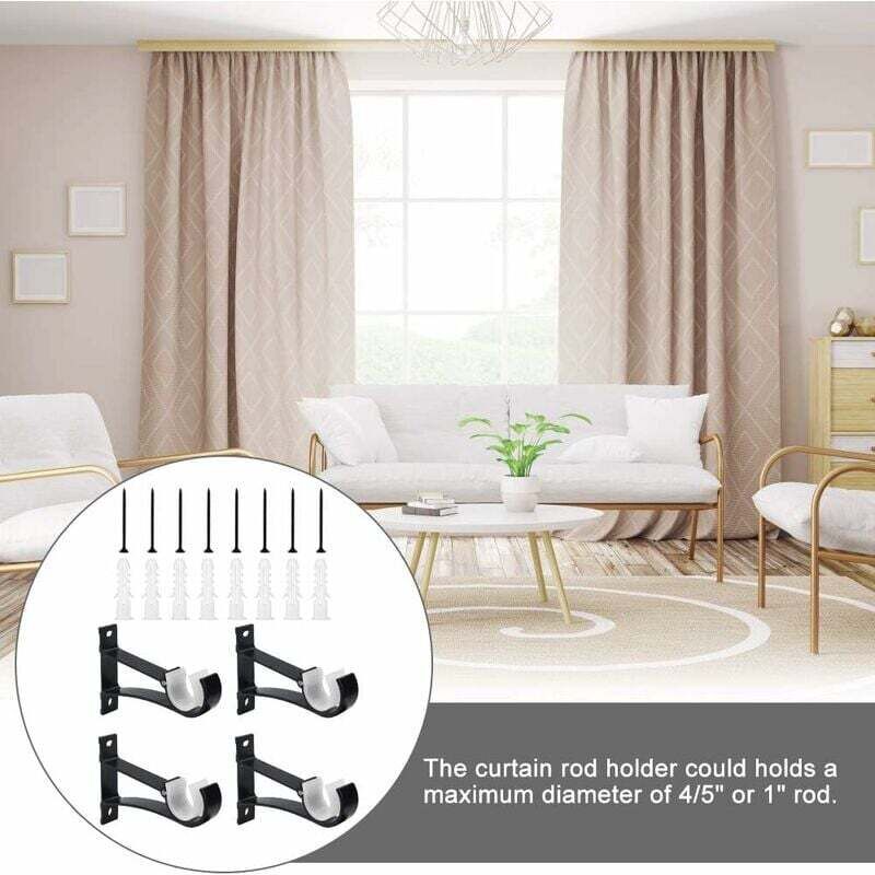 Bbtcxjs 4 Supports de Tringle à Rideaux Robustes, réglables pour tringles de 25 mm, Supports muraux en métal argenté