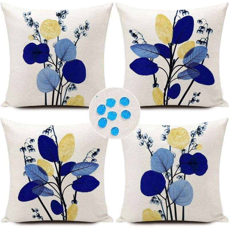 4 Housses De Coussin Citron Jaune - 45x45 Cm - Tissu Polyester Doux Et Lavable - Pour Canapé, Lit Ou Décoration