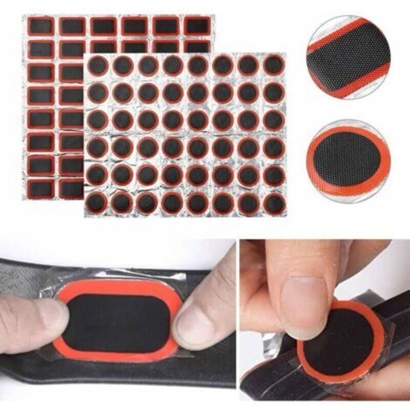 Kit De 96 Rustines Pour Pneus De Vélo – 48 Carrés + 48 Rondes, En Caoutchouc De Qualité, Réparation Facile