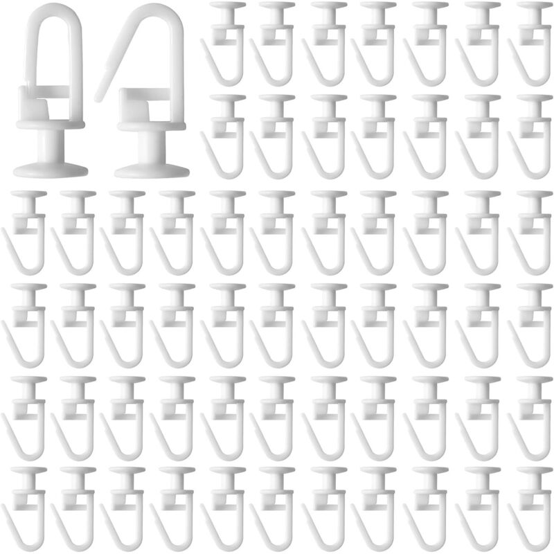 Patins Pour Rail De Rideau ECSiNG - Lot De 20, Plastique Blanc - Diamètre 3 Mm, Facile à Glisser