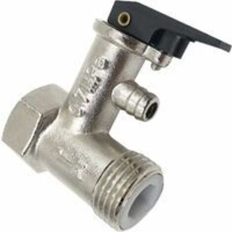 Soupape de Décharge de Pression de Sécurité de Chaudière de Qualité Supérieure pour Chauffe-eau Température Max : +100 °C Pression Max : 7 Bar 2x1/2 Filetage Laiton Nickelé (1/5)