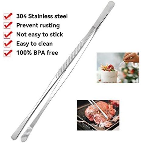 Pince Barbecue Navaris 30cm Inox - Ustensile Cuisson Viande, Légumes, Plancha