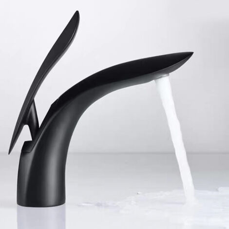 Robinet de salle de bain à poignée unique pour lavabo à un trou Noir (1/5)