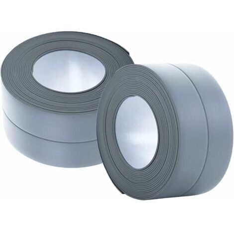 CCYKXA (2 pièces gris)Plinthe souple - Bande d'extrémité pour cuisine et salle de bain 22 mm 3,2 m, joint auto-adhésif, bande pliante flexible, joint d'étanchéité, anthracite (1/5)