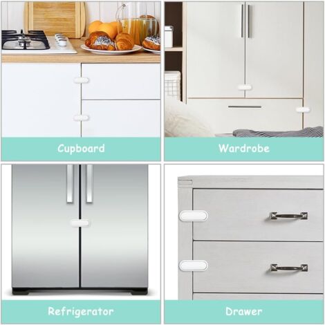 10 Serrures De Sécurité Enfant Pour Armoire/tiroir - Autocollantes, 16 Cm - Protection Bébé - 9