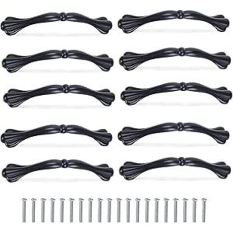 CCYKXA 10pcs Poignee de Meuble Cuisine Noir 128mm Poignee Tiroir Metal Bouton de Meuble en Alliage d'aluminium avec 20pcs Vis pour Placard Armoire Cuisine