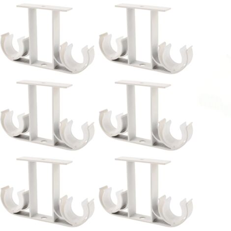 Ccykxa – Lot de 6 supports de tringle à rideaux en aluminium – Pour tringles de 23 à 26 mm – Revêtement blanc – Supports à double tringle (1/5)