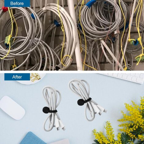Boîte De Rangement Câbles HYYTOK Avec 14 Attaches & 6 Clips Magnétiques - Organiseur Bureau Blanc Compartiments