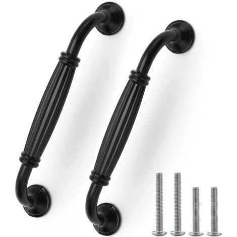 CCYKXA Lot de 12 poignées de porte de placard en aluminium noir mat, poignées de tiroir longues en forme de nœud pour cuisine (12, trou central 96 mm) (1/4)