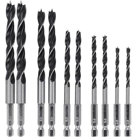 2 Set 5pcs 6.35m Tige Hexagonale HSS Foret à Torsion Goujon Twist Drill Travail du Bois Bits-4mm 5mm 6mm 8mm 10mm (1/6)