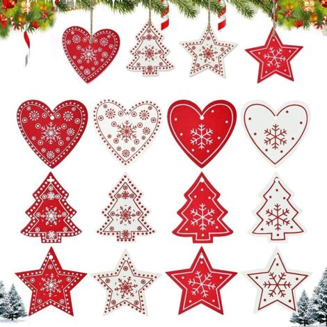 Lot De 24 Pendentifs De Noël En Bois - Décoration De Sapin De
