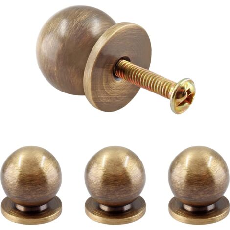 CCYKXA Lot de 4 mini boutons ronds en laiton massif, poignées en laiton de 1,9 cm de diamètre, mini poignées de tiroir dorées, mini boutons pour boîte à bijoux, bronze