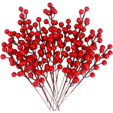MINGZHE Lot de 6 décorations de gui artificielles à suspendre - 23 cm - Gui de Noël - Baies rouges