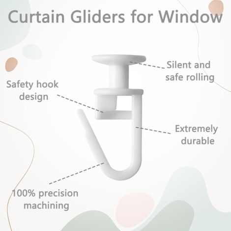 Lot De 20 Patins Pour Rail De Rideau En Plastique Blanc - Ø Intérieur 3 Mm, Longueur 19 Mm, Pour Tringles Standards - 7