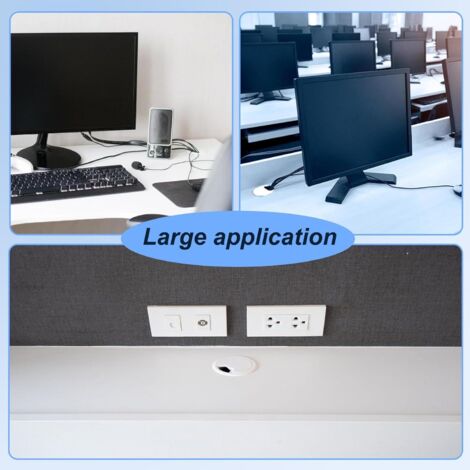 Lot De 2 Passe-câbles PVC Noirs Ronds - Diamètre 60/72 Mm, Longueur 6 Cm - Pour Bureau, Informatique