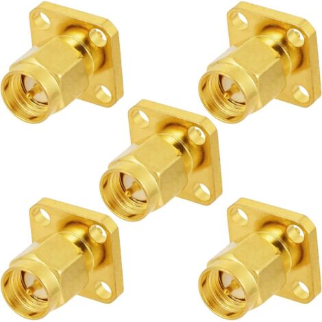 Lot De 5 Connecteurs SMA Femelle Panneau - Avec écrou Cloison, Tasse à Souder - Neuf, Doré, Bingfu