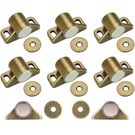 CCYKXA 8 Pcs Loqueteau Magnétique,Bronze Loquet Magnetique en Alliage de Zinc pour Tiroirs Placard de Cuisine Armoire,Aimant Porte Placard avec 24 vis (1/5)