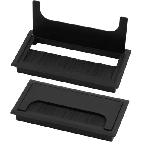 CCYKXA Système de gestion des câbles – passe-câbles de bureau avec couvercle ouvrant – réduit la poussière, empêche l'effilochage, passe-câbles rectangulaire (noir, 160 x 80 mm)