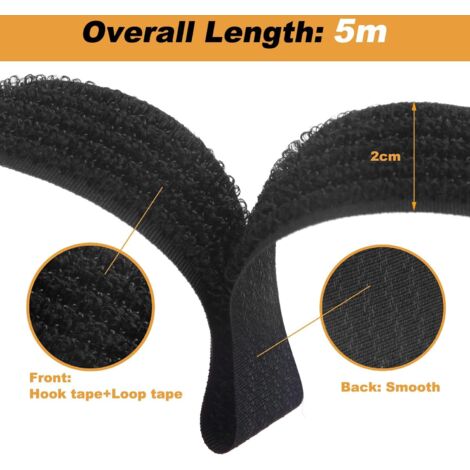 DmDoyy Lot De Sangles Scratch Élastiques Réutilisables – Organisateur De Câbles, Tuyaux, Vélo, Camping-Car – Noir Robuste