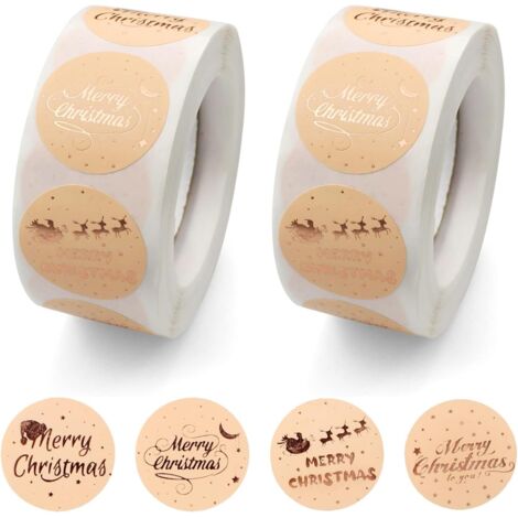 Autocollants Joyeux Noël - Lot De 120, Rond 4 Cm, Rouge Et Vert - Pour Emballage Cadeaux, Cartes, Enveloppes