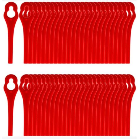 CCYKXA Promotion 100pcs Lames en Plastique de Rechange pour Coupe Bordure Lame de Tondeuse à Gazon Lames pour Débroussailleuse sans Fil Lames de Coupe de Remplacement pour Jardin Pelouse (L83 rouge 10 (1/5)