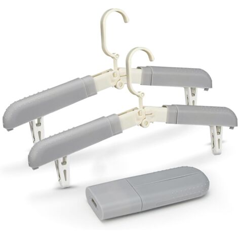 CCYKXA Lot de cintres pliables avec pinces, cintres de voyage antidérapants pour vêtements et jupes, cintres pliables pour les déplacements, cintres portables, gris (1/5)