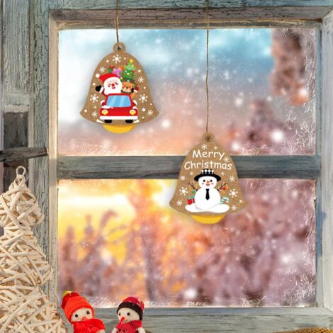 Ensemble de 24 Étiquettes Pendentifs de Noël avec Ficelle Décoration Pendentif Emballage Cadeau, Étiquettes Recto Verso pour Sapins de Noël, Accessoire de Fête