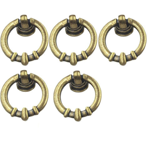 CCYKXA Poignee de Meuble Vintage,Poignée de Traction Laiton Antique Meubles,Boutons Avec Vis,pour Meubles de Cuisine Armoire Tiroir Commode Porte (Anneau de traction en cuivre-5 (1/5)