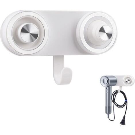 CCYKXA Support Seche Cheveux, Porte Seche Cheveux Mural pour Les Magnétiques Haute Vitesse, Hair Dryer Hanger Organizer, Support de Sèche avec Embout Magnétique, pour Salles de Bains, Hôtels (Blanc) (1/5)