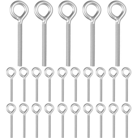 CCYKXA 25 Pcs Boulons à Oeil M6, pour Piton à Visser Inox, Vis à Anneau de Levage en Acier Inoxydable 304, Boulons à œil en Acier Inox, Anneaux de levage avec Filetage pour Fixation et Suspension (1/5)