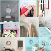 CATELL - Lot De 50 Crochets Adhésifs Transparents Pour Cadre - Sans Perçage - Support Jusqu'à 10 Kg - Pour Tableaux, Miroirs, Décorations Murales