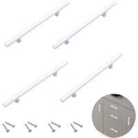CCYKXA 4 Pièces Poignées de Cuisine Blanches 128mm, Poignée de Meuble, T Poignées Placard Tiroir, pour Meubles de Cuisine Tiroirs Cuisine Décoration de la Maison, Poignée de Porte Blanche