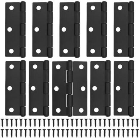 CCYKXA 10 Pcs Black Door Hinges - 75mm (3 inch) Cupboard Door Hinges with 60 Pcs Black Screws Interior Door Hinges for Home Furniture Wooden Door Hinges (1/5)