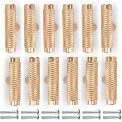 CCYKXA 12 - Pack 50mm Gold Knurled Cabinet Handles, Furniture Drawer Cabinet Handles (1/5)