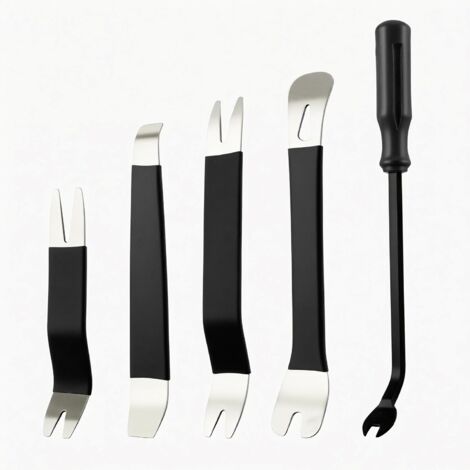 CCYKXA Car Removal Tool Set, 5pcs Metal Trim Wedges + Pry Tool, Car Repair Kit for Door Panel and Trim Removal (5, Black) (1/5)