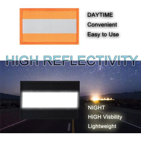 CCYKXA Set of 2 reflective safety patches with hook and loop fasteners ...