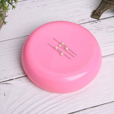 CCYKXA Round Magnetic Pin Cushion, Sewing Needle Holder Storage Case with Strong, Durable and Practical Magnet (Pink) (1/4)