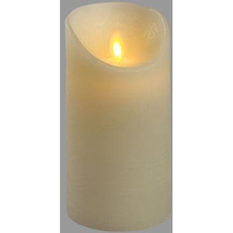 Bougie LED en cire Ivoire à piles flamme en mouvement H15cm Blanc chaud Timer Lotti