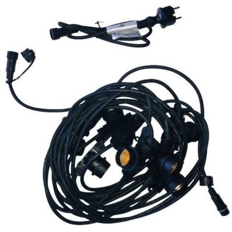 Guirlande Guinguette câble noir 50M 50 portes ampoule E27 extensible (1/5)