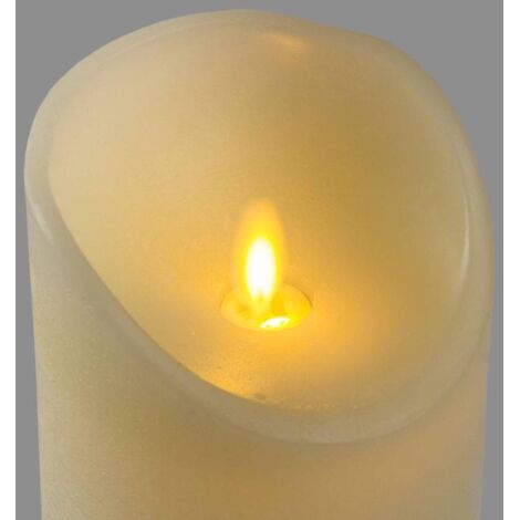 Bougie LED Cylindrique Ø10xH10cm Cire Couleur Ivoire finition rustique Rustic BLANC CHAUD Lotti