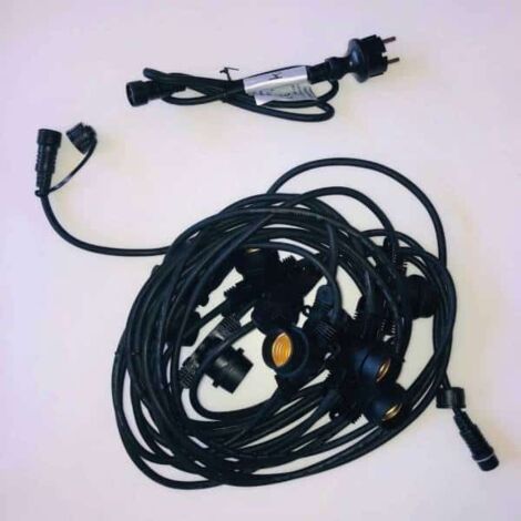 Guirlande Guinguette câble noir 10M 10 porte ampoule E27 extensible (1/5)