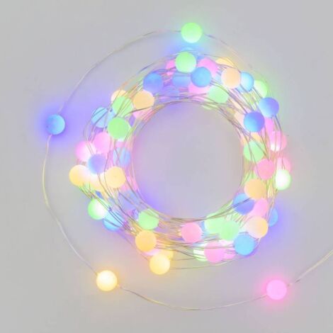 Guirlande lumineuse mini sphère 10M 100 micro LED multicolore câble métallique argenté IP44 Lotti (1/5)