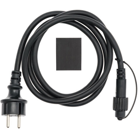 Câble d'alimentation noir 1,5 m pour guirlande lumineuse extérieure – IP44 230V – Caoutchouc robuste – Connecteur femelle Schuko – Lotti Importex