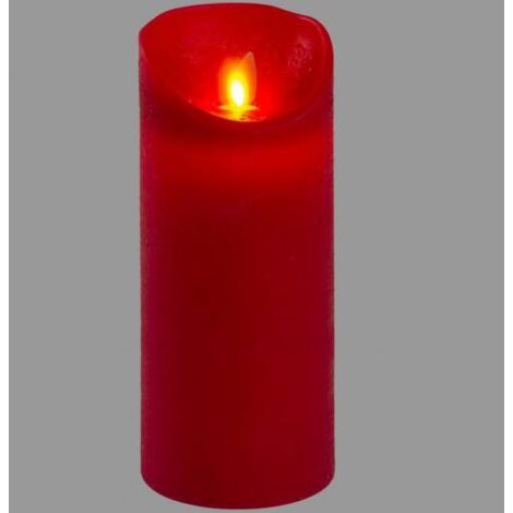 Bougie LED en cire rouge Flamme vacillante à piles H18cm Timer Blanc chaud Lotti (1/5)